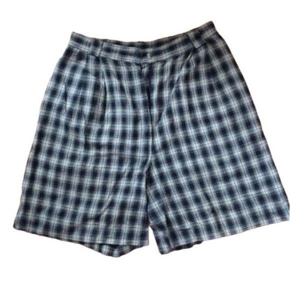 No brand / Not sure Pants - Retro Plaid Shorts Black Cream Beige Zipper Button Pockets Classic